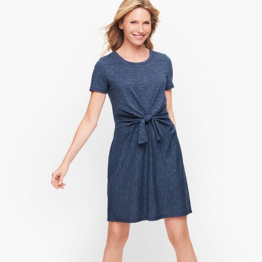 T by Talbots Blue Tie Front T-Shirt Midi Dress 2X Preppy Athleisure